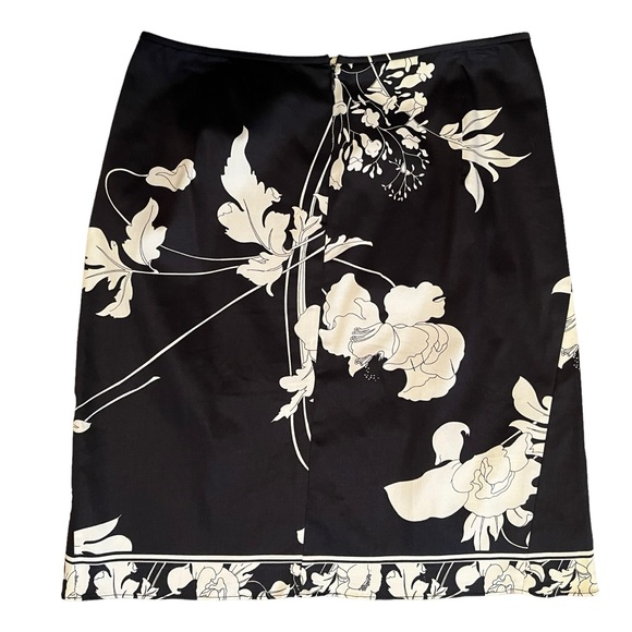 Tahari Dresses & Skirts - Tahari Navy Blue and White Floral Stretch Cotton Pencil Skirt 6